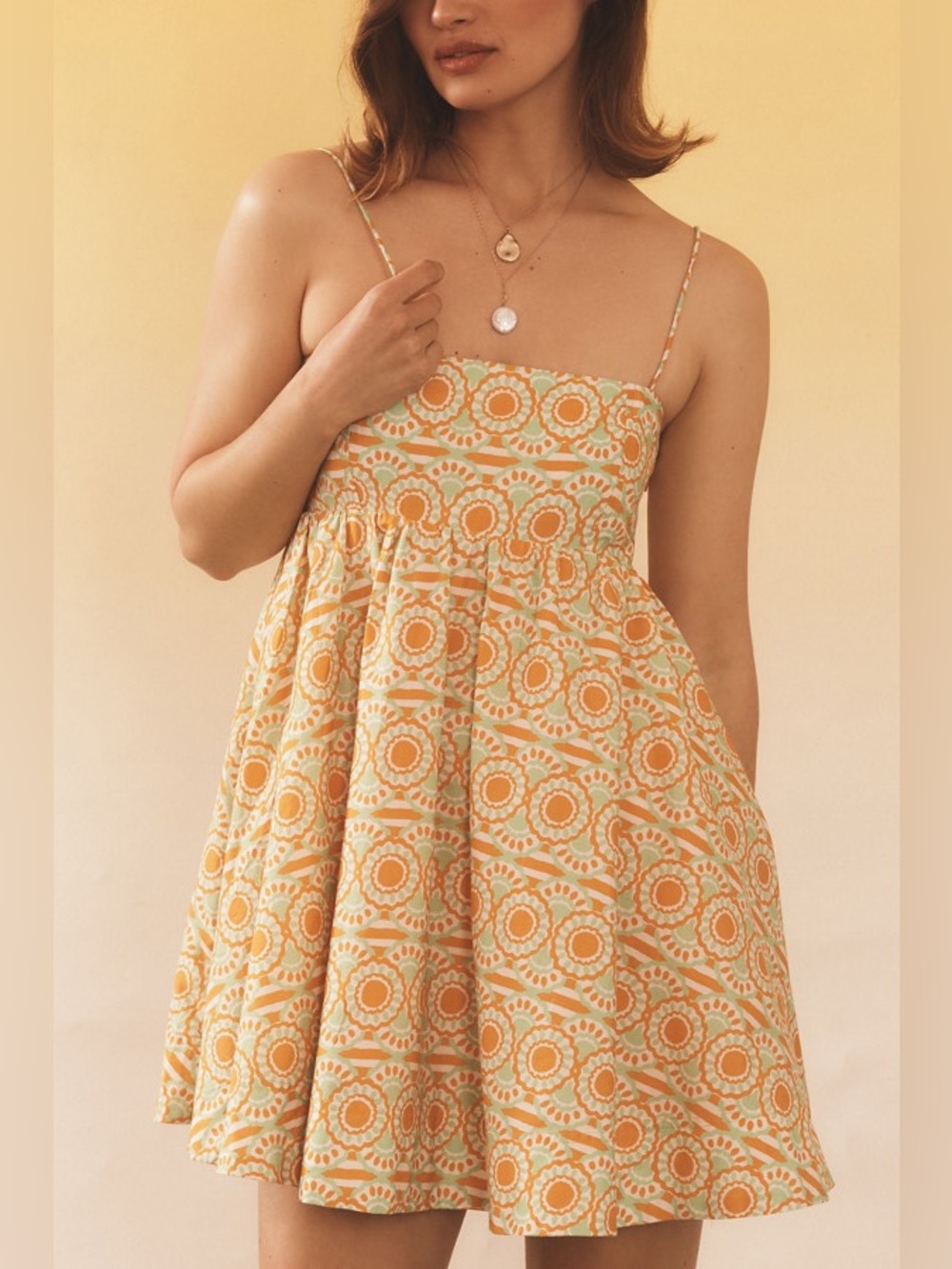 Anthropologie Maeve Printed Babydoll Mini Dress